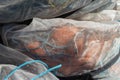 Fishing nets in a sack. A network for fishing on the fishing quay Royalty Free Stock Photo