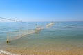 Fishing nets set in the sea. Fishing nets