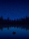 Fishing At Night Illustration