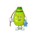 Fishing papaya character cartoon with funny face