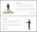 Fishing People Set of Posters Vector Illustration