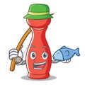 Fishing pepper mill character cartoon Royalty Free Stock Photo