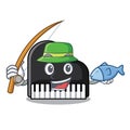 Fishing piano mascot cartoon style Royalty Free Stock Photo