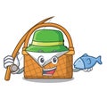 Fishing picnic basket mascot cartoon