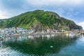 The fishing pier along the Tappi coast in front of the Tsugaru Strait, Aomori, Honshu, Japan