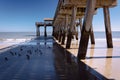 The fishing pier and Atlantic Ocean at Tybee Island, Georgia. Royalty Free Stock Photo