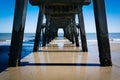 The fishing pier and Atlantic Ocean at Tybee Island, Georgia. Royalty Free Stock Photo