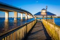 Fishing pier and bridge over the Halifax River in Daytona Beach, Florida.