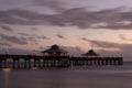 The Fishing Pier at Fort Myers Beach Florida at night just before sunset Royalty Free Stock Photo