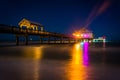 Fishing pier and the Gulf of Mexico at night, in Clearwater Beach, Florida.