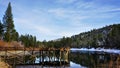 Fishing Pier on Mountain lake in San Bernardino Mountains, California Royalty Free Stock Photo