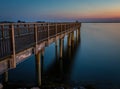 Fishing pier over Lake Erie at sunset