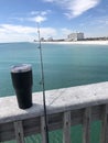 Fishing from Pier at Pensacola Beach Royalty Free Stock Photo