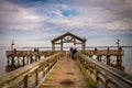 Fishing pier on the Potomac River in Leesylvania State Park, Virginia. Royalty Free Stock Photo