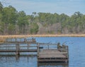 The Fishing Pier in Ratciff Lake Recreation Area. In Davey Crockett National Forest, Ratcliff, Texas Royalty Free Stock Photo