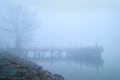 Fishing Pier River Fog Royalty Free Stock Photo