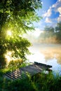 Fishing pier on river Royalty Free Stock Photo