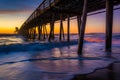 The fishing pier seen after sunset in Imperial Beach, California Royalty Free Stock Photo