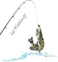 Fishing, pike, fishing rod and lure, vector illustration Royalty Free Stock Photo