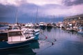 Fishing & Pleasure Boats Docked in Port during Storm - Jaffa, Israel Royalty Free Stock Photo