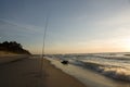 Fishing Pole on Beach Royalty Free Stock Photo