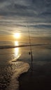 Fishing Pole on the beach Royalty Free Stock Photo