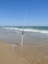 Fishing Pole on the Beach Royalty Free Stock Photo