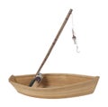 Fishing Pole in a Wooden Boat Royalty Free Stock Photo