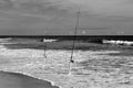 Fishing Poles On The Beach Background Royalty Free Stock Photo