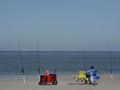 Fishing on Fernandina Beach, Cumberland Sound, Fort Clinch State Park, Nassau County, Florida USA Royalty Free Stock Photo