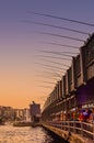 Fishing poles on Galata Bridge in Istanbul Royalty Free Stock Photo