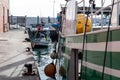 Fishing port pier with moored boats