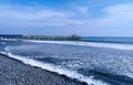 Fishing port with spectacular blue ocean with foam. Port of La Libertad, El Salvador Royalty Free Stock Photo