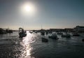 Fishing port at sunset, beautiful fishing village. Isla Cristina, Huelva, province of Andalusia, Spain Royalty Free Stock Photo