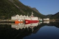 Fishing port in the village of Husoy. Lofoten Islands.