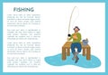 Fishing Poster with Fisherman Vector Illustration
