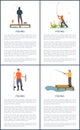 Fishing Posters Activity Set Vector Illustration