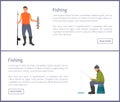 Fishing Posters Set Headlines Vector Illustration