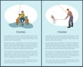 Fishing Posters Set and Titles Vector Illustration