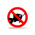 Fishing prohibited symbol. Red vector circle icon