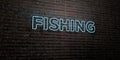 FISHING -Realistic Neon Sign on Brick Wall background - 3D rendered royalty free stock image