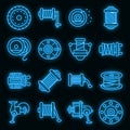 Fishing reel icons set vector neon Royalty Free Stock Photo