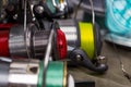 Fishing reels with line different colors