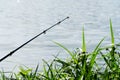 Fishing rod on the background lake