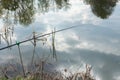 Fishing rod float in water Royalty Free Stock Photo