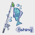 Fishing rod with hook and nylon to catch seafood