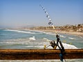 Fishing Rod on an Ocean Pier, California Royalty Free Stock Photo