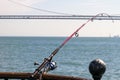 Fishing Rod on the Pier in San Francisco Bay Royalty Free Stock Photo