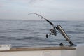 Fishing rod prepared on the boat.