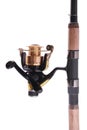 Fishing rod, reel (Clipping path) Royalty Free Stock Photo